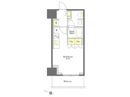 プライムメゾン白金台タワー(ワンルーム/16階)の間取り写真