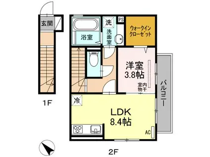ショコラハウス(1LDK/2階)の間取り写真