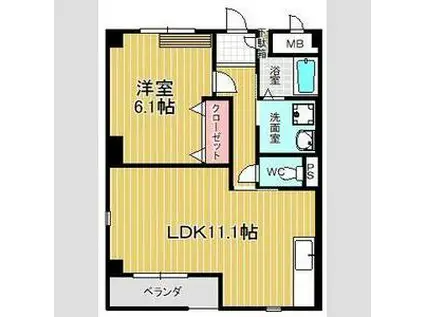 グラン ブリエ(1LDK/3階)の間取り写真