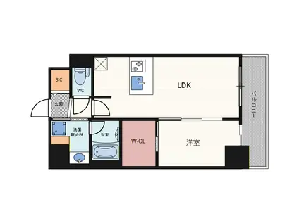 D.CLAREST本庄東FJRE(1LDK/5階)の間取り写真