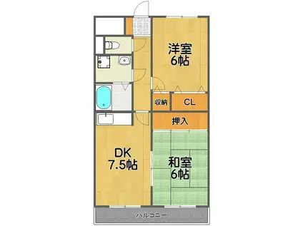 メイア天王台(2DK/3階)の間取り写真