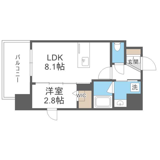 シーズンフラッツ渡辺通(1LDK/8階)の間取り写真