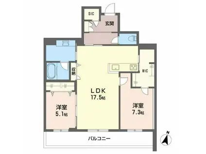 グランシャンテ別府 積水(2LDK/2階)の間取り写真