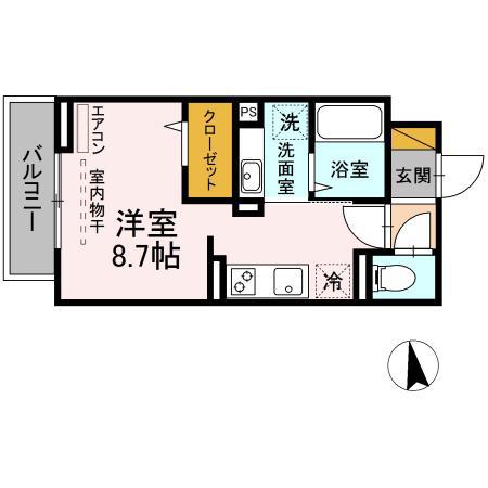 リサーナ(ワンルーム/3階)の間取り写真