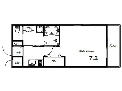 ワコーレヴィータ旗塚通(1K/2階)の間取り写真