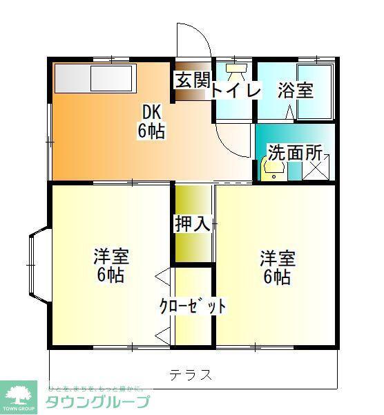 マルベリーハイツ(2DK/2階)の間取り写真