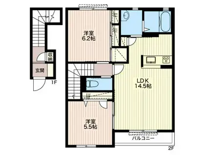 LA FLEUR I(2LDK/2階)の間取り写真