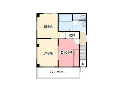 甲子園ファイブII(2DK/2階)の間取り写真