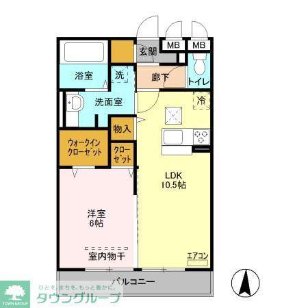 CREA LAKE(1LDK/3階)の間取り写真