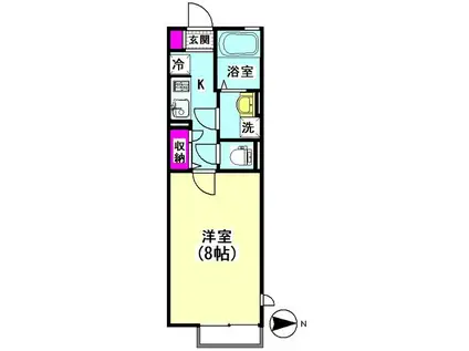 メルベーユM(1K/1階)の間取り写真