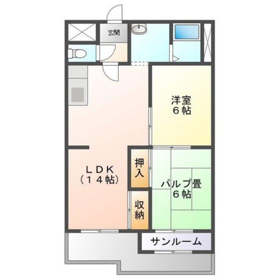 シャトレーしょうこう(2LDK/5階)の間取り写真