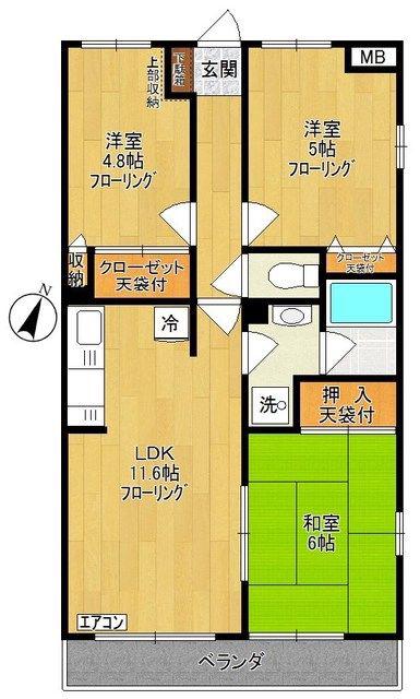生田グリーンヒルズ(3LDK/2階)の間取り写真