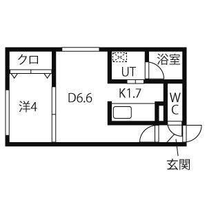 MEDICREST(1DK/2階)の間取り写真