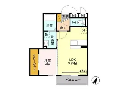 アドラーブルII(1LDK/3階)の間取り写真