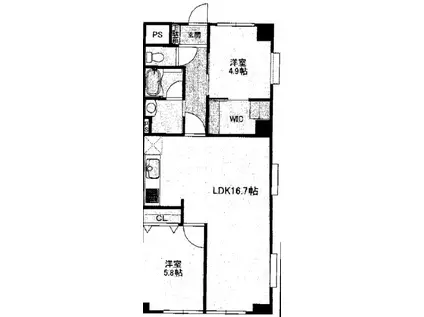 アートライフタケセイ 本館(2LDK/8階)の間取り写真