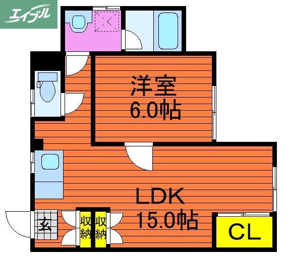 アルフィー当新田(1LDK/1階)の間取り写真