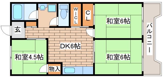 ビレッジハウス港島タワー(3DK/8階)の間取り写真
