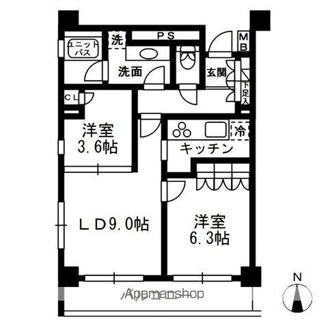 レジディア中落合C(2LDK/7階)の間取り写真