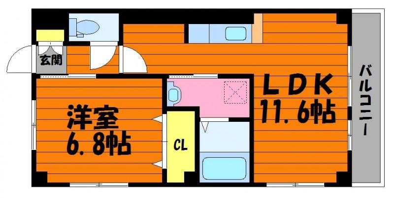 グローリー琴浦(1LDK/3階)の間取り写真