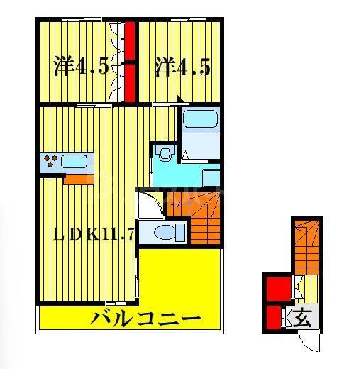 パ・マル逆井(2LDK/2階)の間取り写真