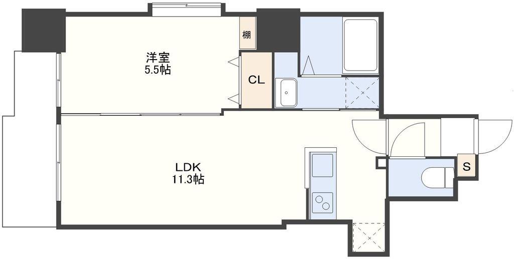 ルアーナ赤迫(1LDK/13階)の間取り写真