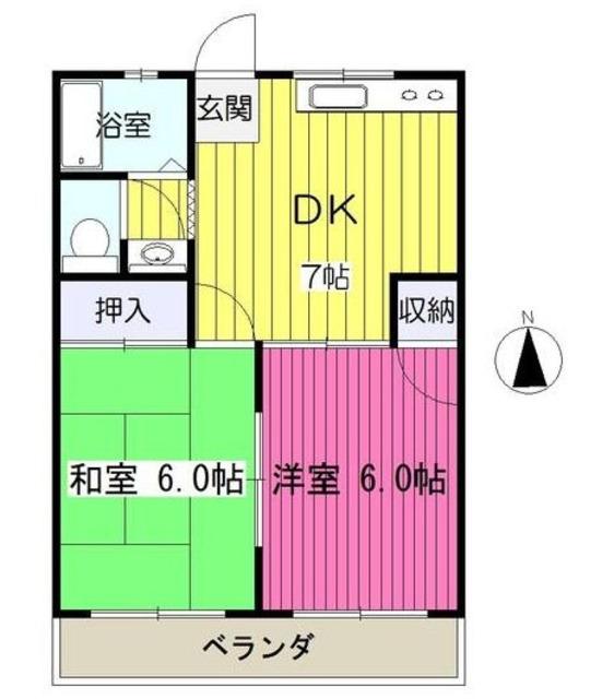 石橋マンション(2DK/3階)の間取り写真