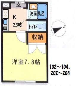 サワデー(1K/2階)の間取り写真
