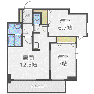 アルティー発寒(2LDK/7階)の間取り写真