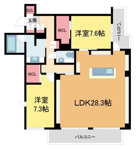 アゼリア ベガ芦屋業平町(2LDK/3階)の間取り写真