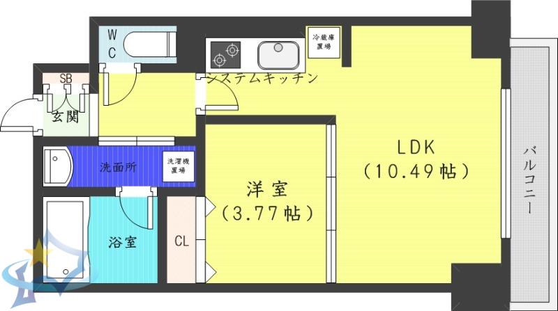 PRIME URBAN 大通東(1LDK/5階)の間取り写真