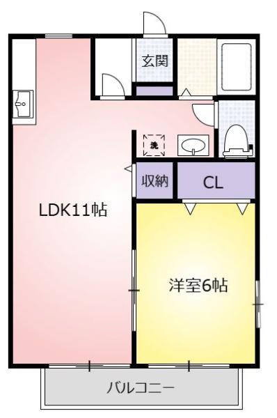 宝積寺ハイツN(1LDK/2階)の間取り写真