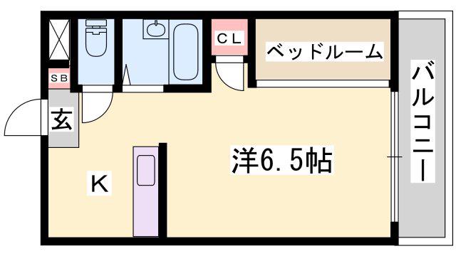 クラージュ保城(ワンルーム/4階)の間取り写真