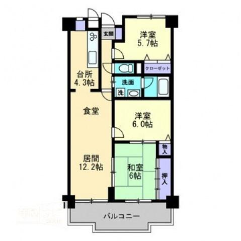 リマーニ太田(3LDK/6階)の間取り写真