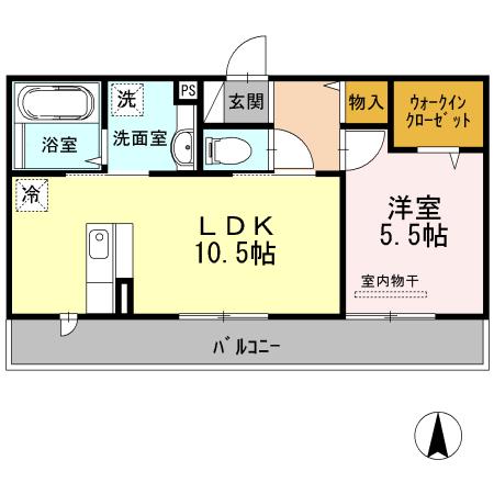 グランシャリオ B棟(1LDK/3階)の間取り写真