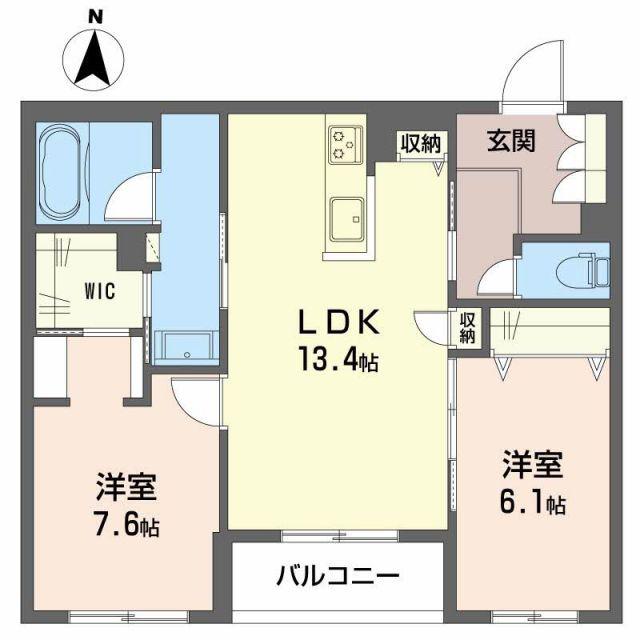 シャーメゾンリアンII(2LDK/2階)の間取り写真