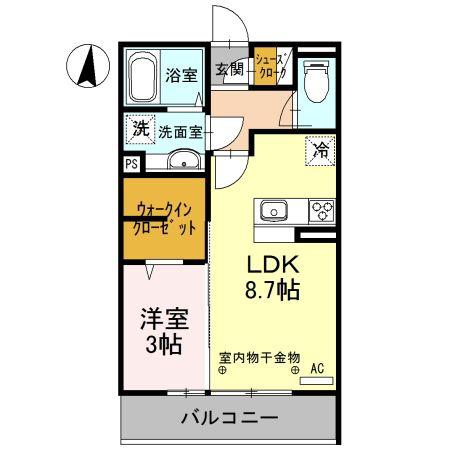 プランドール(1LDK/2階)の間取り写真