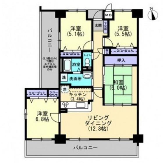 サーパス藤原西町(4LDK/8階)の間取り写真