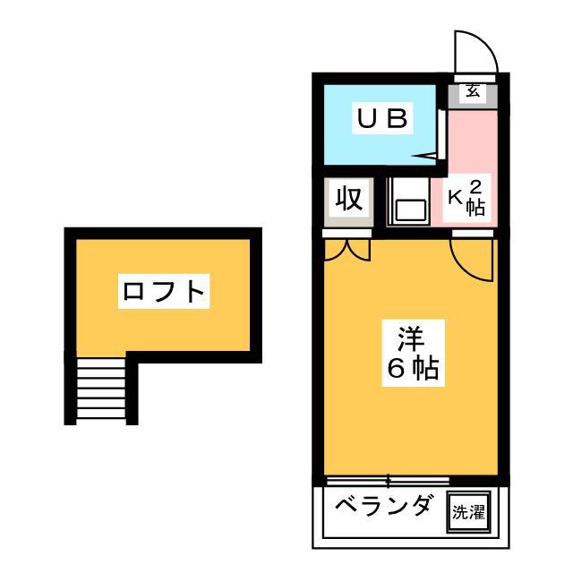 ブルースクエア(1K/1階)の間取り写真