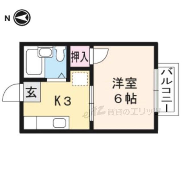 ビブレI(1K/2階)の間取り写真