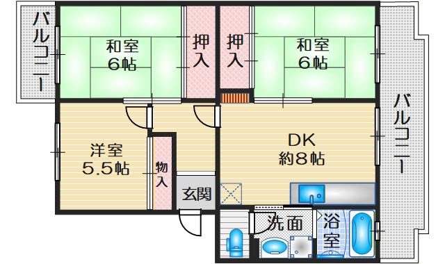 パストラル菅原II(3DK/3階)の間取り写真