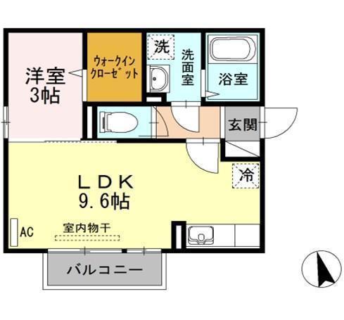 スカイブルーB棟(1LDK/2階)の間取り写真
