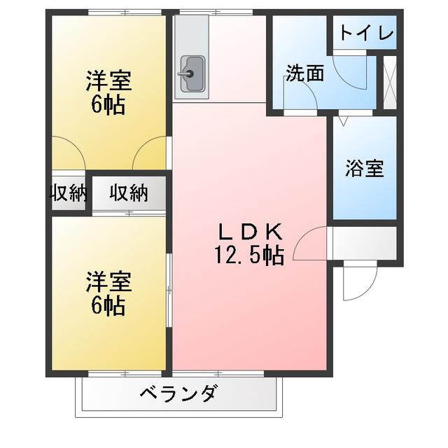 パールハイツ94(2LDK/1階)の間取り写真