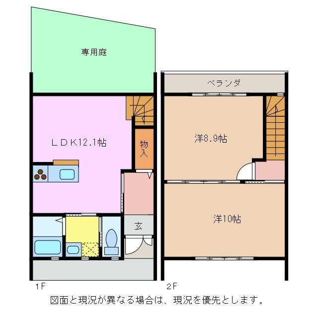 ドエル市川3(2LDK/1階)の間取り写真