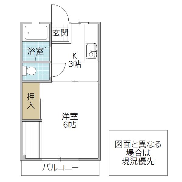すずらんハイツ(1K/1階)の間取り写真