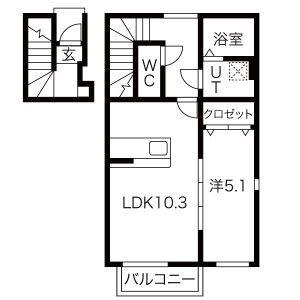 ヴィクトワール・M(1LDK/2階)の間取り写真