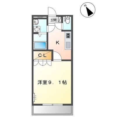 サンクチュアリー(1K/2階)の間取り写真