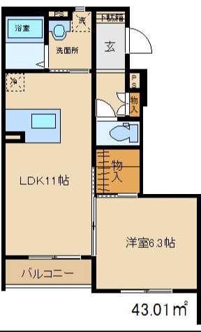 ビューグランドA棟(1LDK/1階)の間取り写真