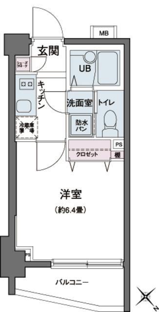 エコロジー都立大学レジデンス(1K/6階)の間取り写真