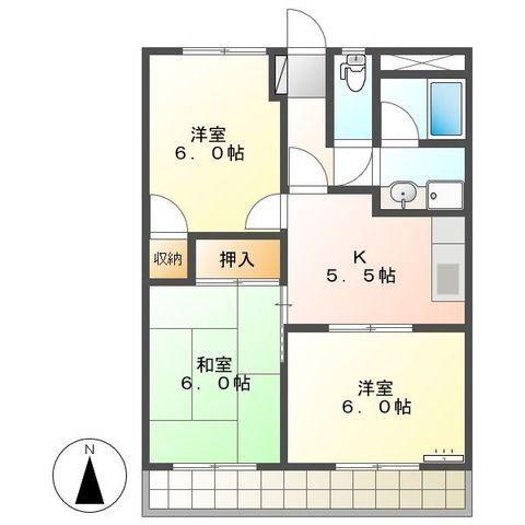 ファインパークI(3K/1階)の間取り写真