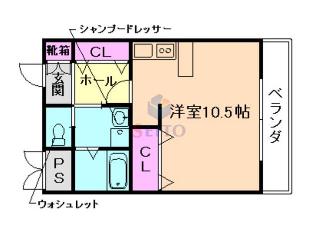 サンヒルズ岡町(ワンルーム/1階)の間取り写真
